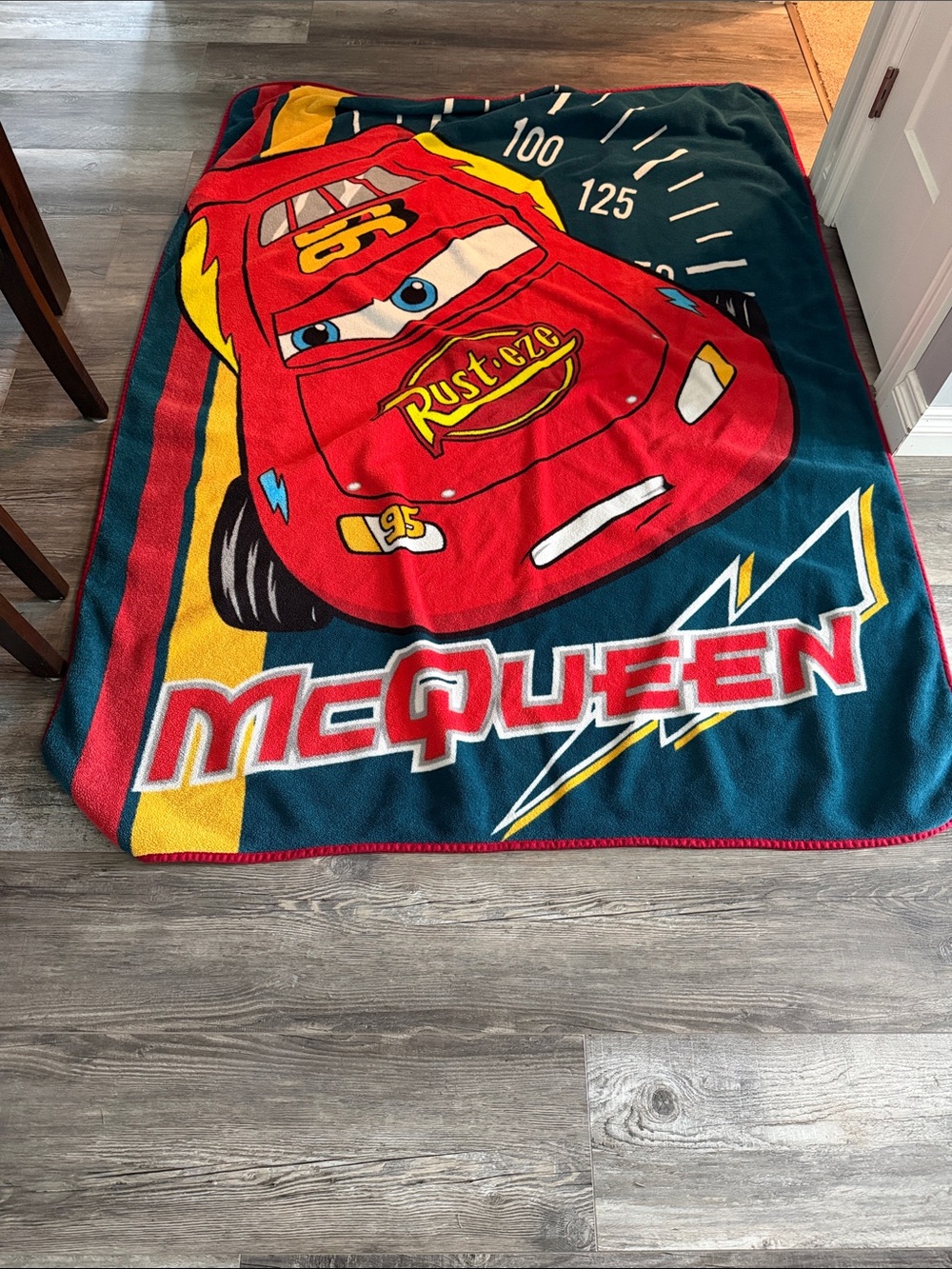Disney Pixar Cars Lightning McQueen Plush Throw Blanket - Red/Yellow/Blue